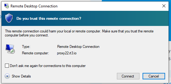 The Remote Desktop Connection program for Windows keeps being in a blue  screen and prompts for a later state - Microsoft Q&A